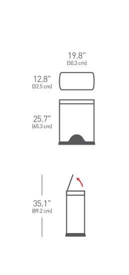 Cos de gunoi dreptunghiular, cu pedala, 50 L, inox, Brushed - simplehuman