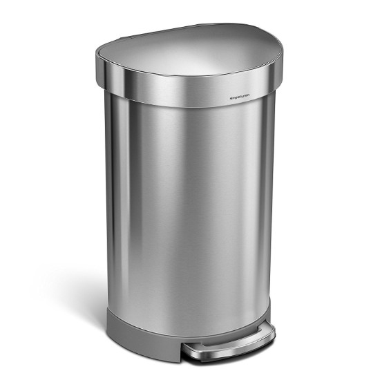 Cos de gunoi cu pedala, semi-rotund, 45 L, inox, Brushed - simplehuman