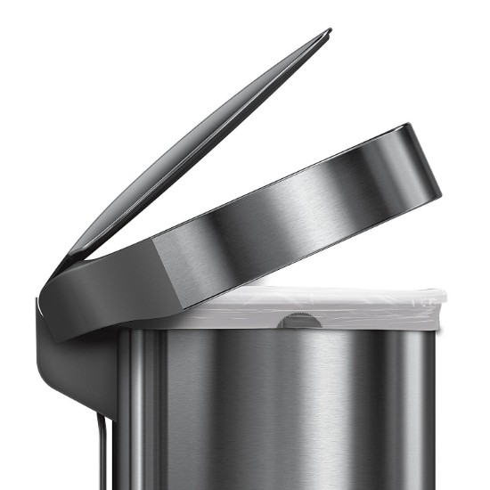 Cos de gunoi cu pedala, semi-rotund, 45 L, inox, Brushed - simplehuman
