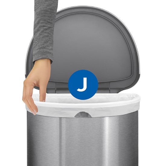 Cos de gunoi cu pedala, semi-rotund, 45 L, inox, Brushed - simplehuman