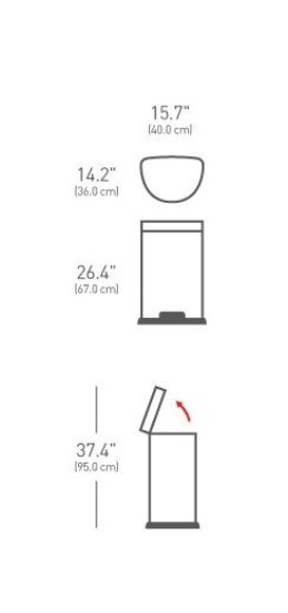 Cos de gunoi cu pedala, semi-rotund, 45 L, inox, Brushed - simplehuman