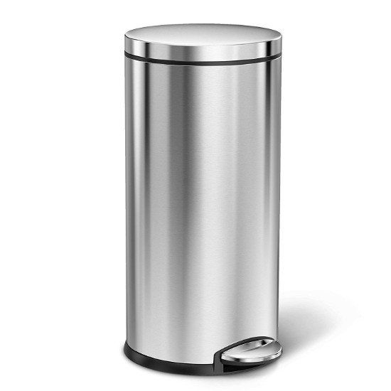 Cos de gunoi rotund, cu pedala, 30 L, inox, Brushed - simplehuman