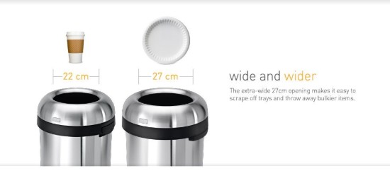 Cos de gunoi, cu capac batant, 55 L, inox, Brushed - simplehuman