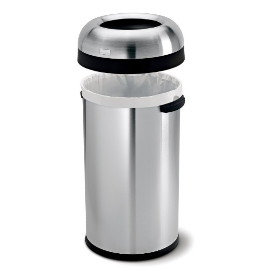Cos de gunoi rotund, fara capac, 60 L, inox, Brushed - simplehuman