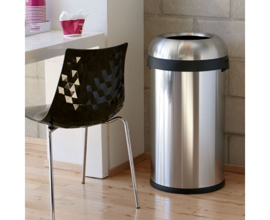 Cos de gunoi rotund, fara capac, 60 L, inox, Brushed - simplehuman