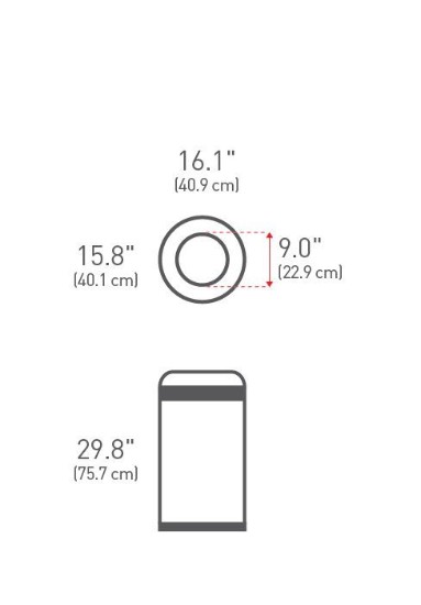 Cos de gunoi rotund, fara capac, 60 L, inox, Brushed - simplehuman