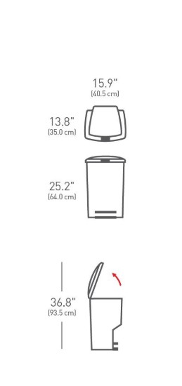 Cos de gunoi dreptunghiular, cu pedala, 45 L, plastic, Negru - simplehuman