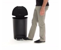 Cos de gunoi cu pedala, semi-rotund, 50 L, plastic, Negru - simplehuman