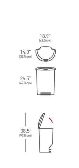 Cos de gunoi cu pedala, 50 L, plastic - simplehuman