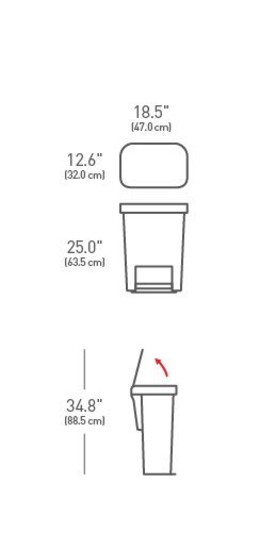 Cos de gunoi cu pedala, 45 L, plastic, Gri  - simplehuman