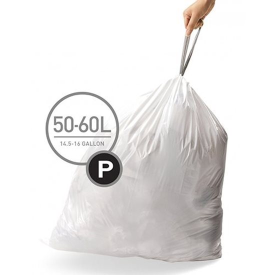 Saci de gunoi cod P, 50-60 L/ 20 buc. plastic - simplehuman