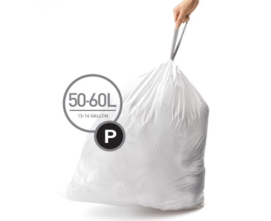 Saci de gunoi cod P, 50-60 L/ 60 buc. plastic - simplehuman
