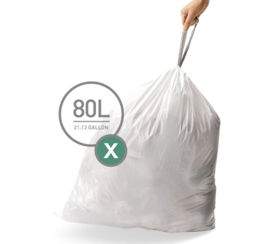 Saci de gunoi cod X, 80 L/ 60 buc. plastic - simplehuman