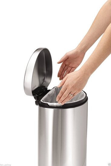 Cos de gunoi cu pedala, semi-rotund, 10 L, inox - simplehuman