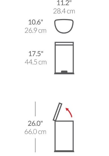 Cos de gunoi cu pedala, semi-rotund, 10 L, inox, Brushed - simplehuman