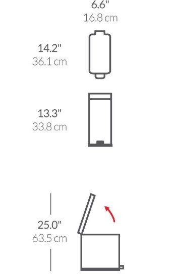 Cos de gunoi cu pedala, 10 L, inox, Brushed - simplehuman