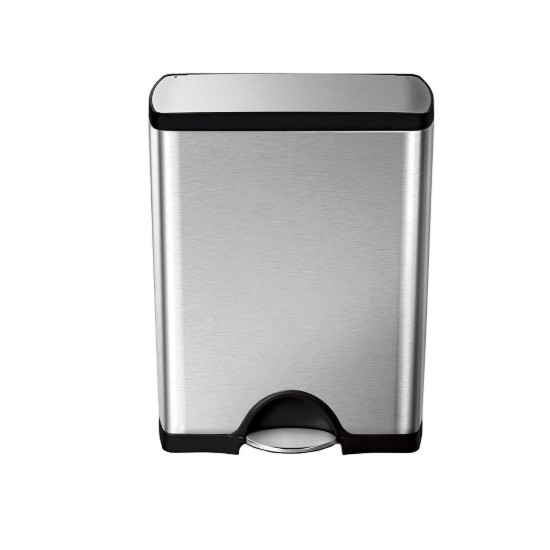 Cos de gunoi dreptunghiular, cu pedala, 50 L, inox, Brushed - simplehuman
