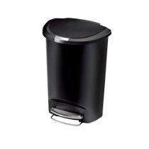 Cos de gunoi cu pedala, semi-rotund, 50 L, plastic, Negru - simplehuman