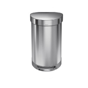 Cos de gunoi cu pedala, semi-rotund, 45 L, inox, Brushed - simplehuman