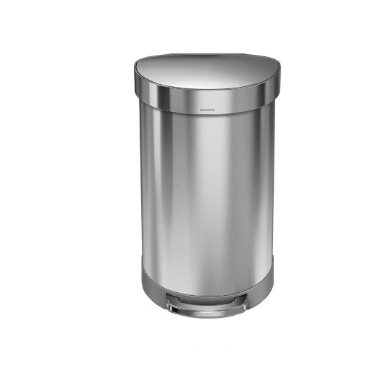 Cos de gunoi cu pedala, semi-rotund, 45 L, inox, Brushed - simplehuman