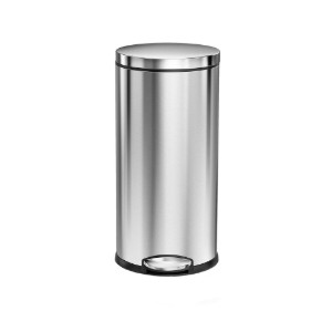 Cos de gunoi rotund, cu pedala, 30 L, inox, Brushed - simplehuman
