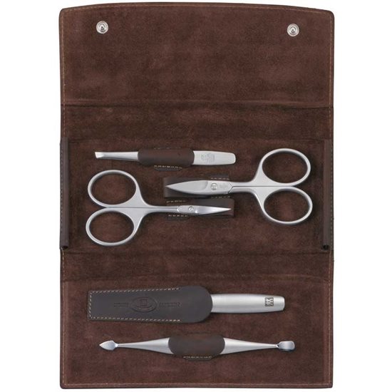 Set 5 piese inox satinat, etui piele maro - Zwilling TWINOX