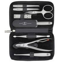 Set 8 piese inox satinat, suport caseta piele, Negru - Zwilling TWINOX