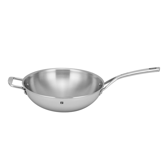 Tigaie wok 3-ply, inox, 30 cm - Zokura