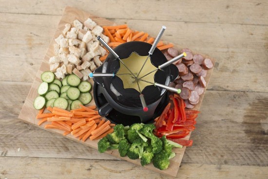 Set fondue 8 piese, fonta, Negru - MasterClass