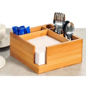 Cutie pentru tacamuri si servetele, bambus, 18 x 18 cm - Kesper