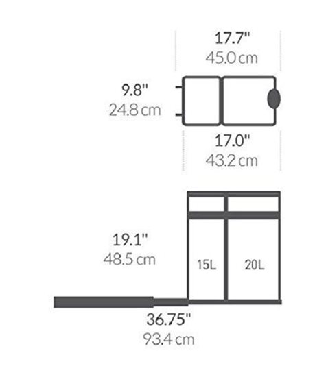 Cos de gunoi incorporabil, compartimentat, 35 L - simplehuman