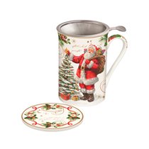 Cana cu capac si infuzor, portelan, 300ml, "Magic Christmas" - Nuova R2S