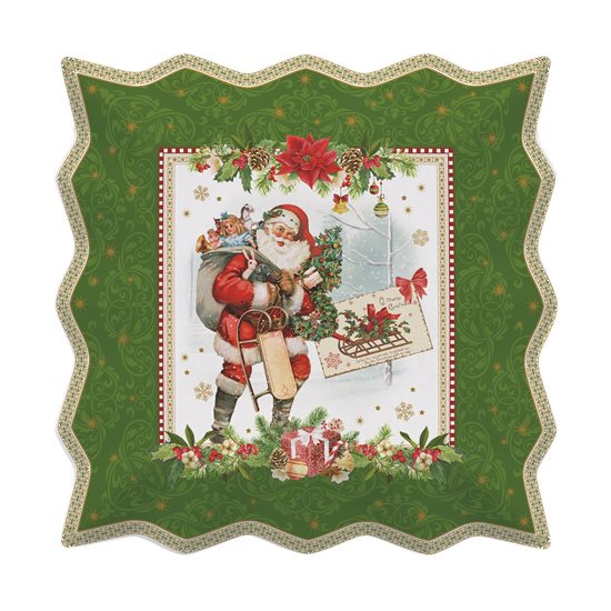 Platou 30 x 30 cm portelan "Vintage Christmas", verde - Nuova R2S