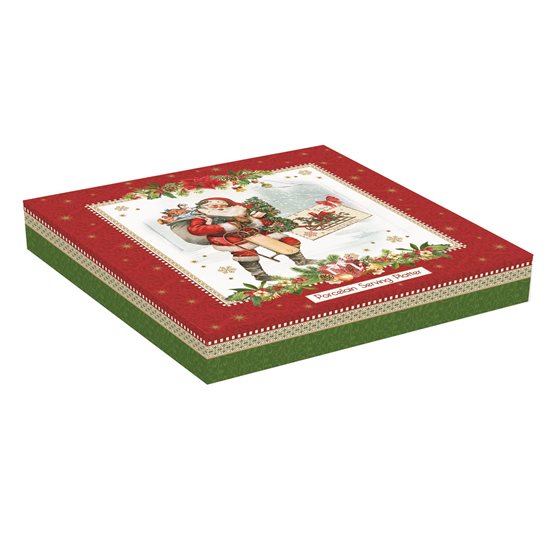 Platou 30 x 30 cm portelan "Vintage Christmas", verde - Nuova R2S
