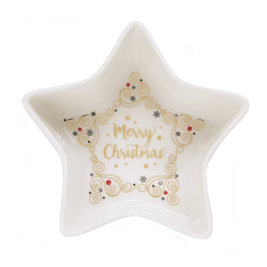 Bol stea, portelan, 15 cm, "Merry Christmas" - Easy Life