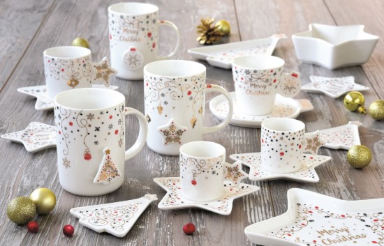 Set cana 150 ml si farfurioara portelan "Merry Christmas" - Nuova R2S