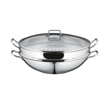 Tigaie wok, 4 piese, otel inoxidabil, 36 cm, "Macao" - WMF
