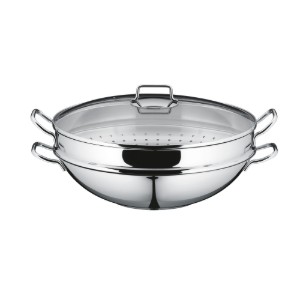 Tigaie wok, 4 piese, otel inoxidabil, 36 cm, "Macao" - WMF