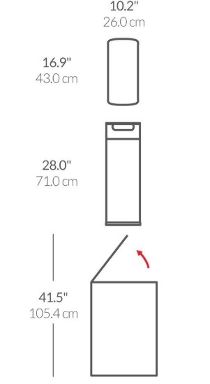 Cos de gunoi Slim, Touch Bar, 40 L, inox, Brushed - simplehuman