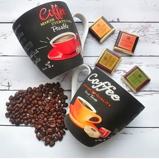 Ceasca cafea 250 ml cu farfurioara "It's coffee time", rosu - Nuova R2S