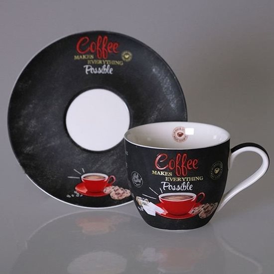Ceasca cafea 250 ml cu farfurioara "It's coffee time", rosu - Nuova R2S