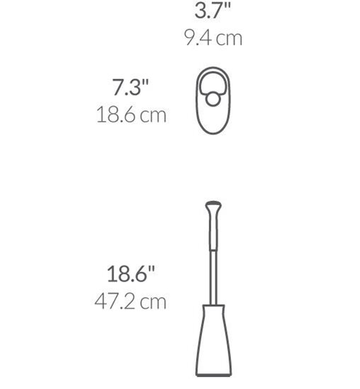 Perie cu suport, pentru toaleta, 47,2 cm, Alb - simplehuman