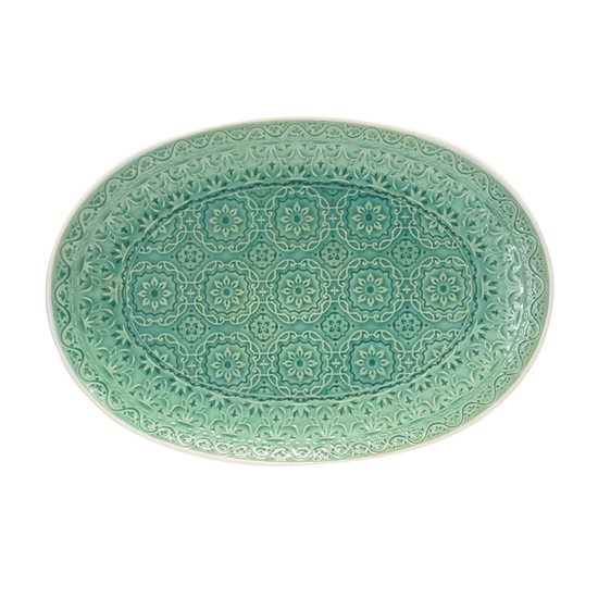 Platou oval de servire 35 x 24,5 cm din ceramica "Ambiente", verde jad - Nuova R2S