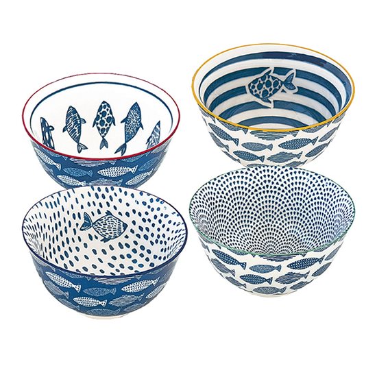 Set 4 boluri portelan "Design & art - Sea" - Nuova R2S