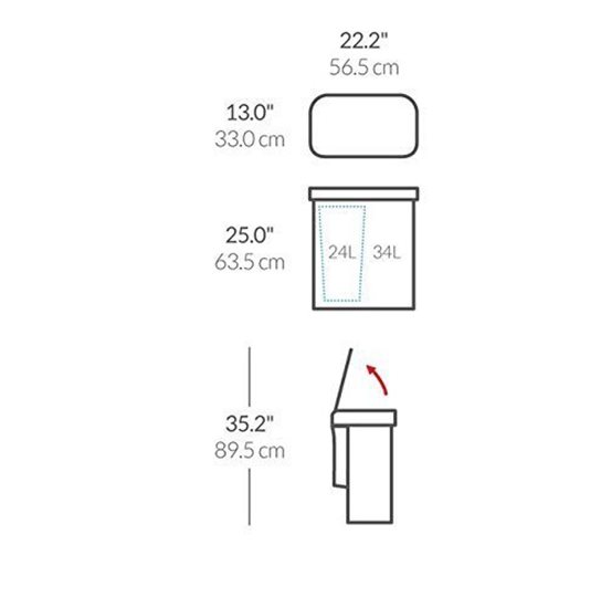 Cos de gunoi cu senzor, dublu compartimentat, 58 L, auriu - simplehuman