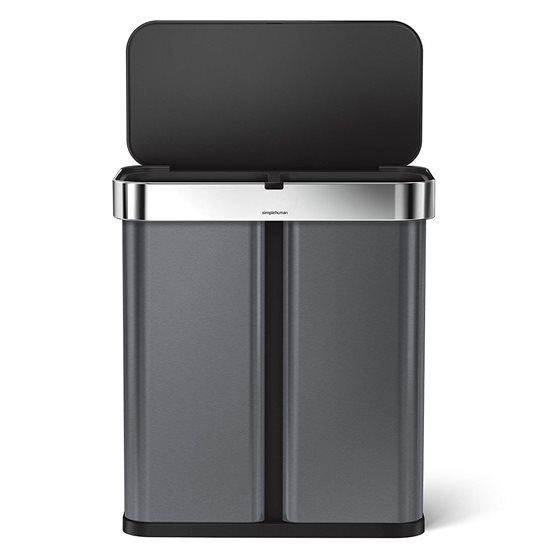Cos de gunoi cu senzor, dublu compartimentat, 58 L, negru - simplehuman