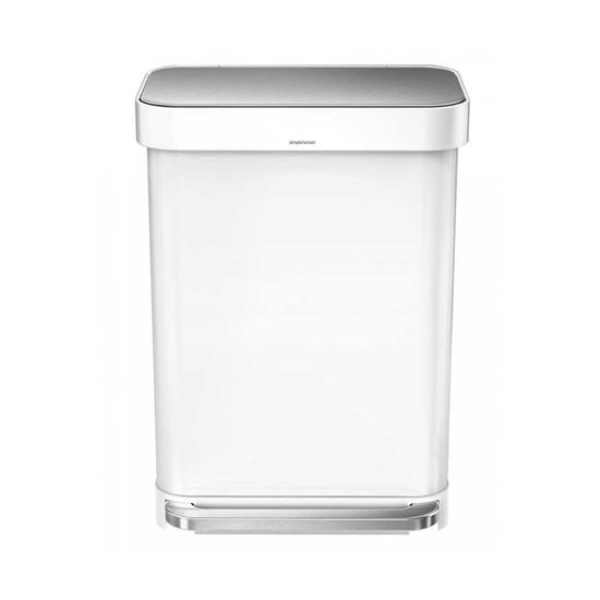 Cos de gunoi cu pedala, 55 L, inox, Alb - simplehuman