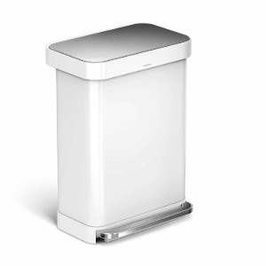 Cos de gunoi cu pedala, 55 L, inox, Alb - simplehuman