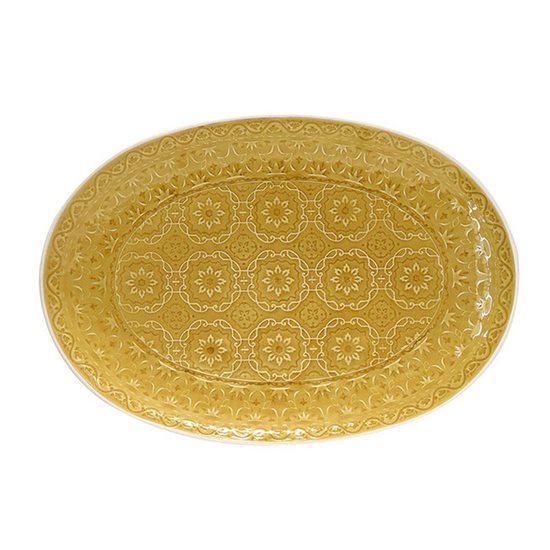 Platou oval de servire 35 x 24,5 cm din ceramica "Ambiente", galben chihlimbar - Nuova R2S