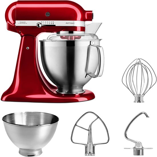 Mixer cu bol 4.8L, Artisan, Model 185, Candy Apple - KitchenAid